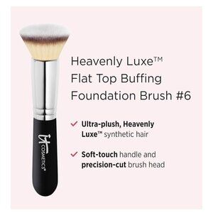 NWT It Cosmetics Heavenly Luxe Flat Top Buffing Foundation Makeup Brush #6